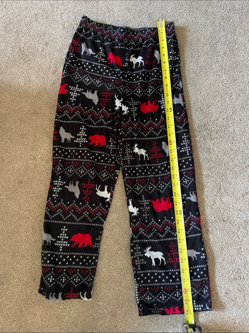 Cuddl Duds Black Holiday Animal Print Fleece Joggers